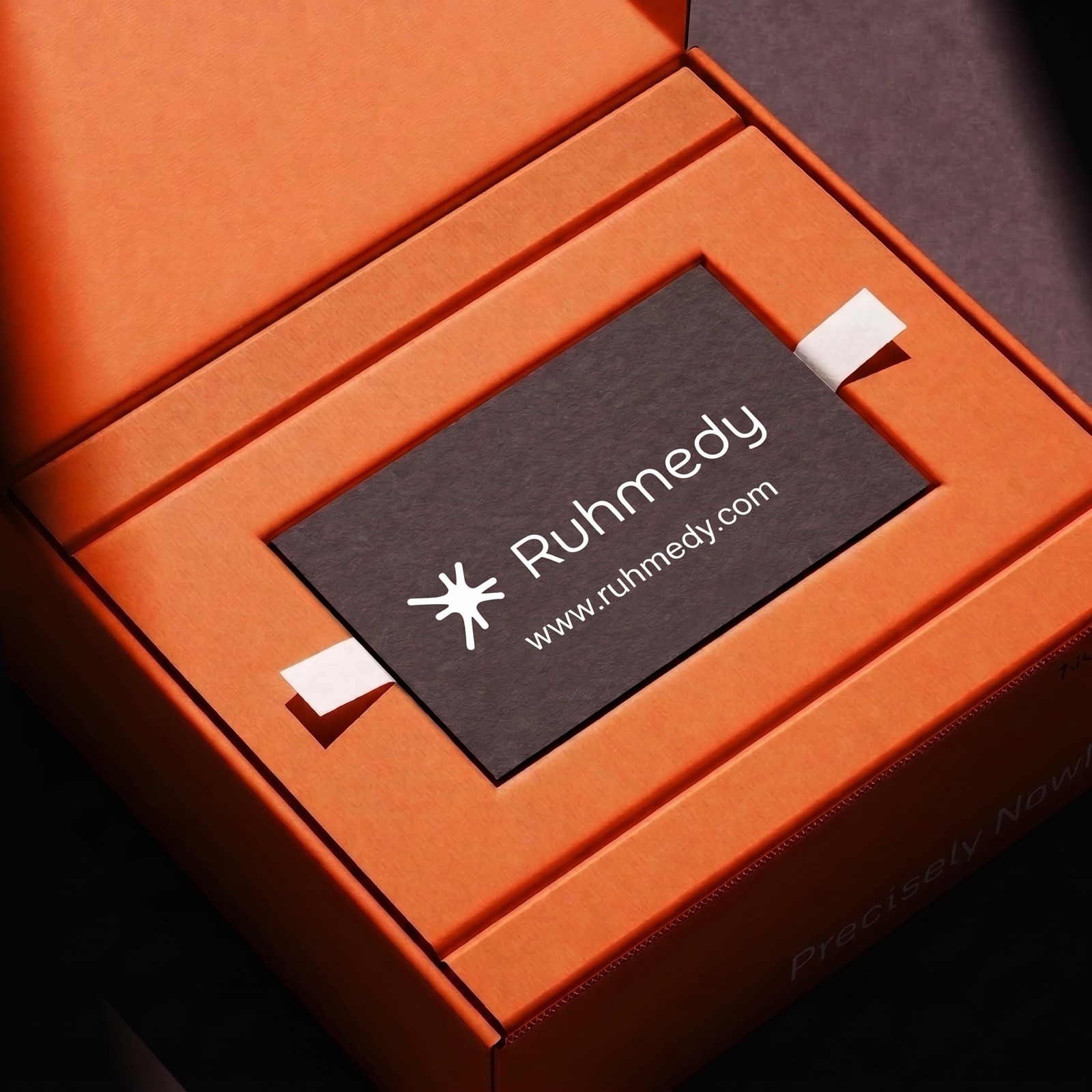 Ruhmedy member welcome box with a branded card